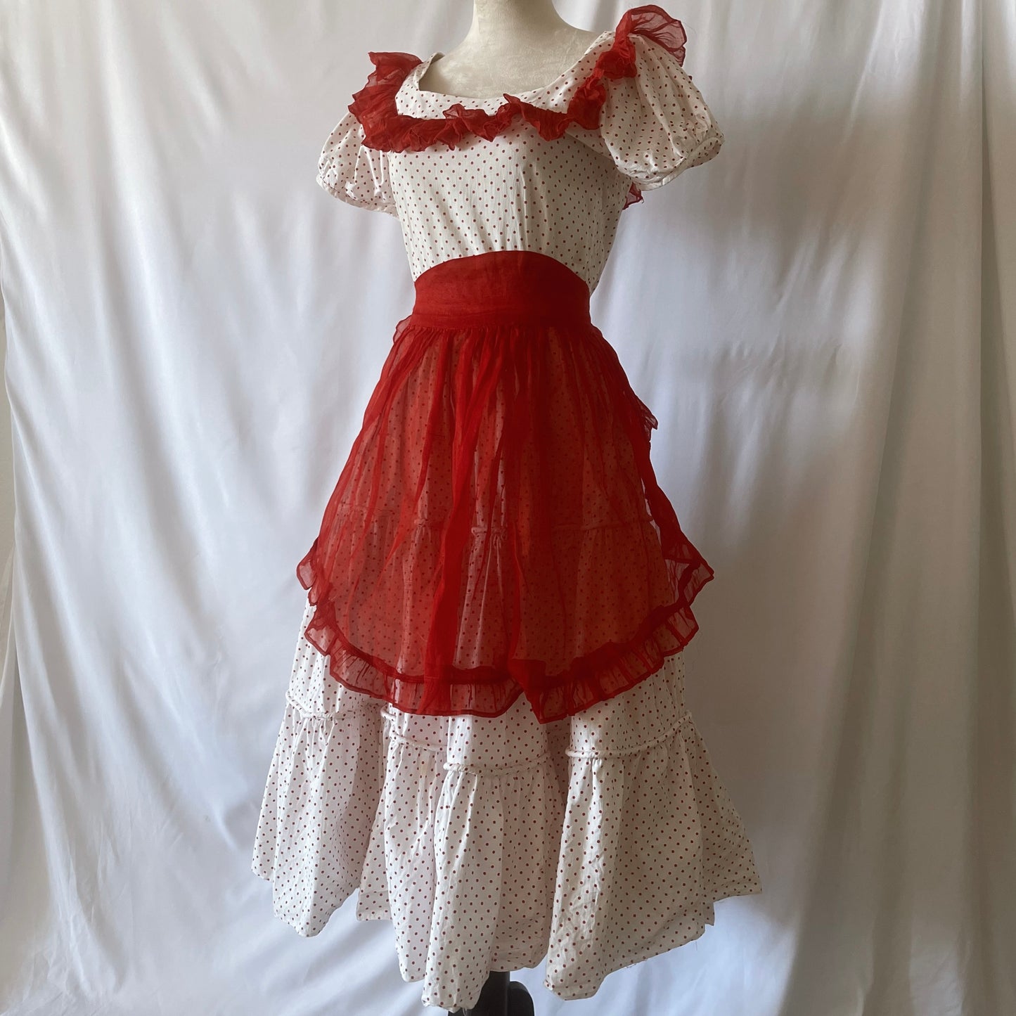 Vintage Cotton Polka Dot Dress Full Circle 1940s