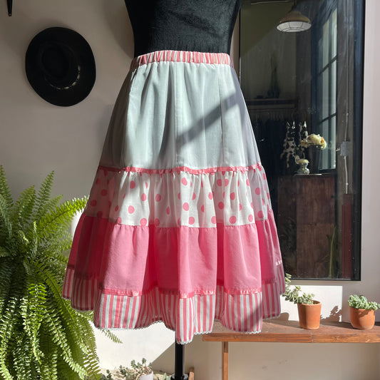 60’s Vintage Full Circle Pink Polka Dot Skirt