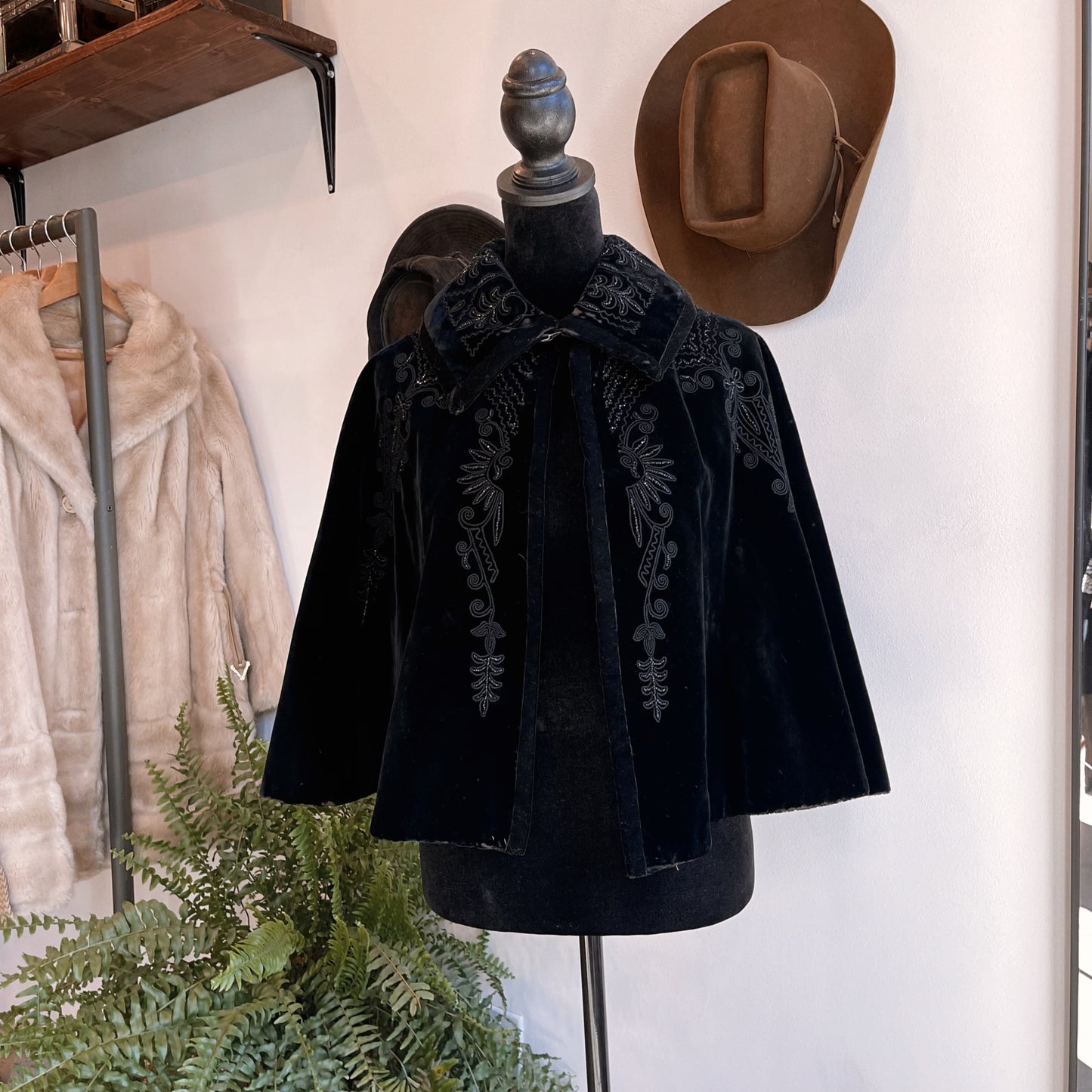 Antique Velvet Beaded Cape