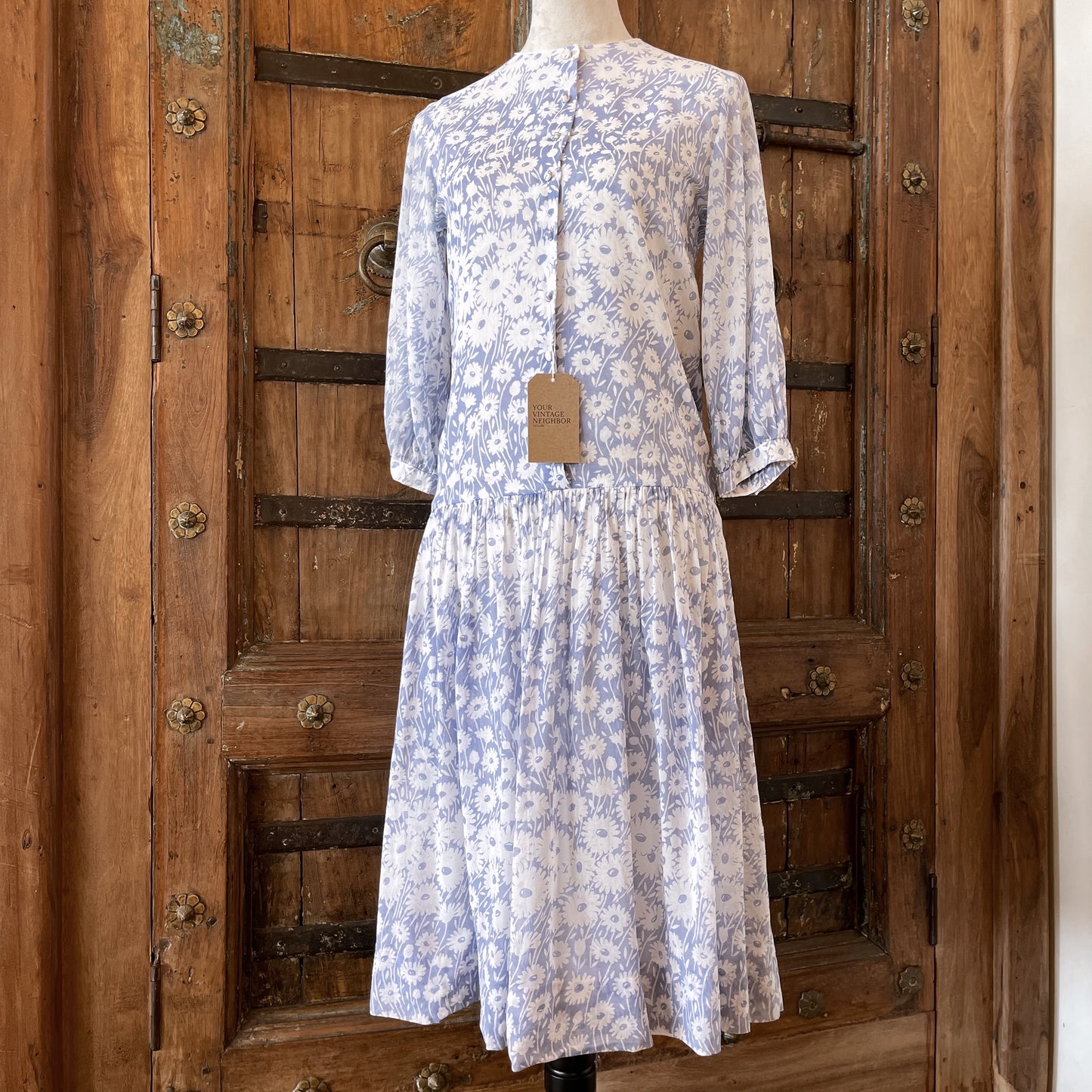 1980s Vintage Jaeger Daisy Cotton Dress