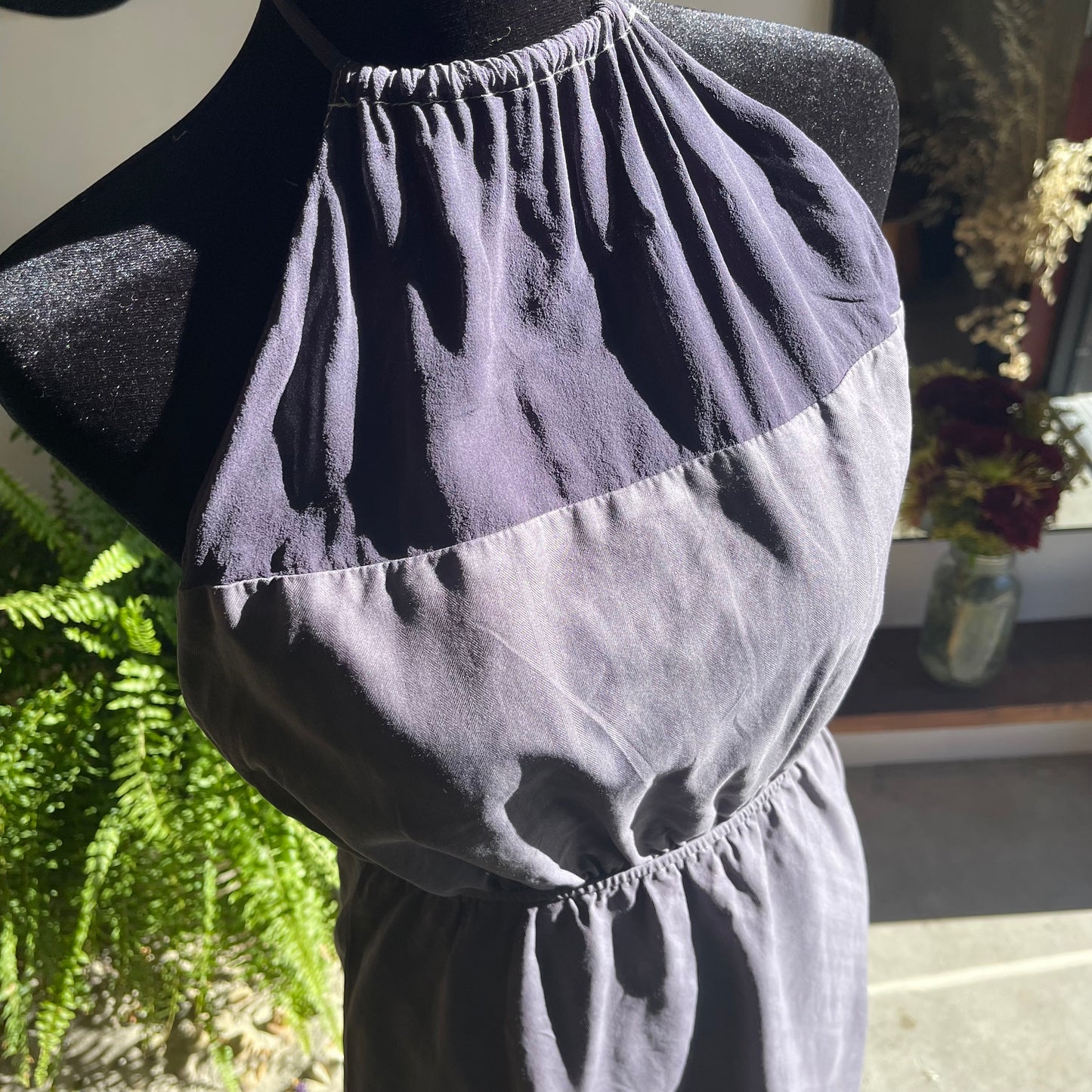 Custom Dyed Silk and Canvas Open Back Gown