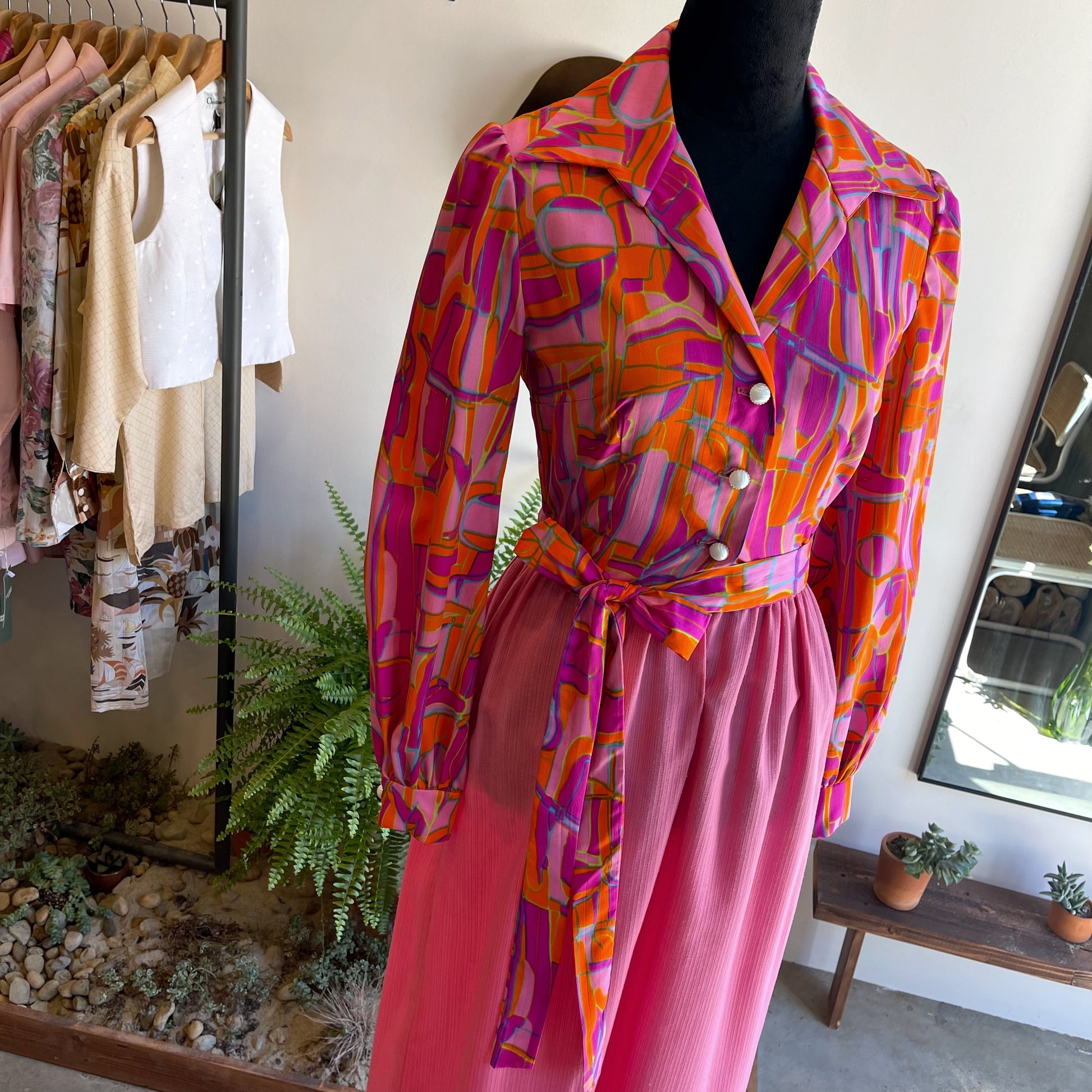 Vintage 70’s Psychedelic Hostess Prairie Dress S