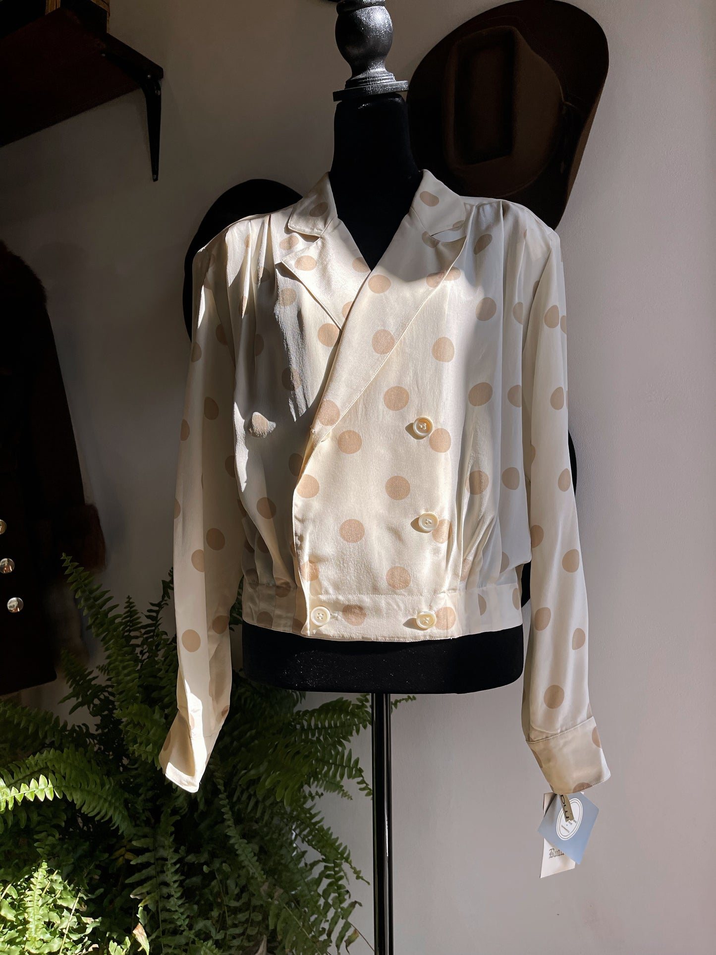 Vintage Christian Dior Silk Polka Dot Blouse