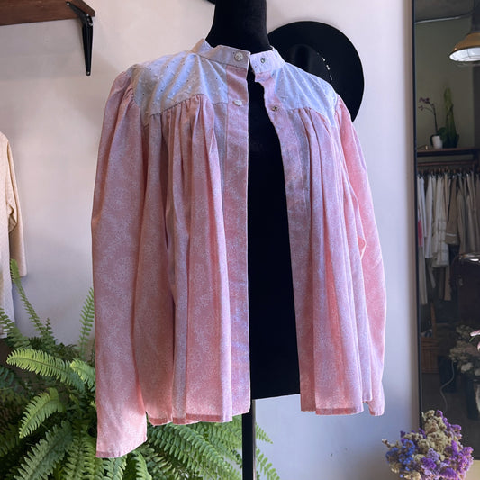 70’s Vintage Floral Cotton Babydoll Blouse