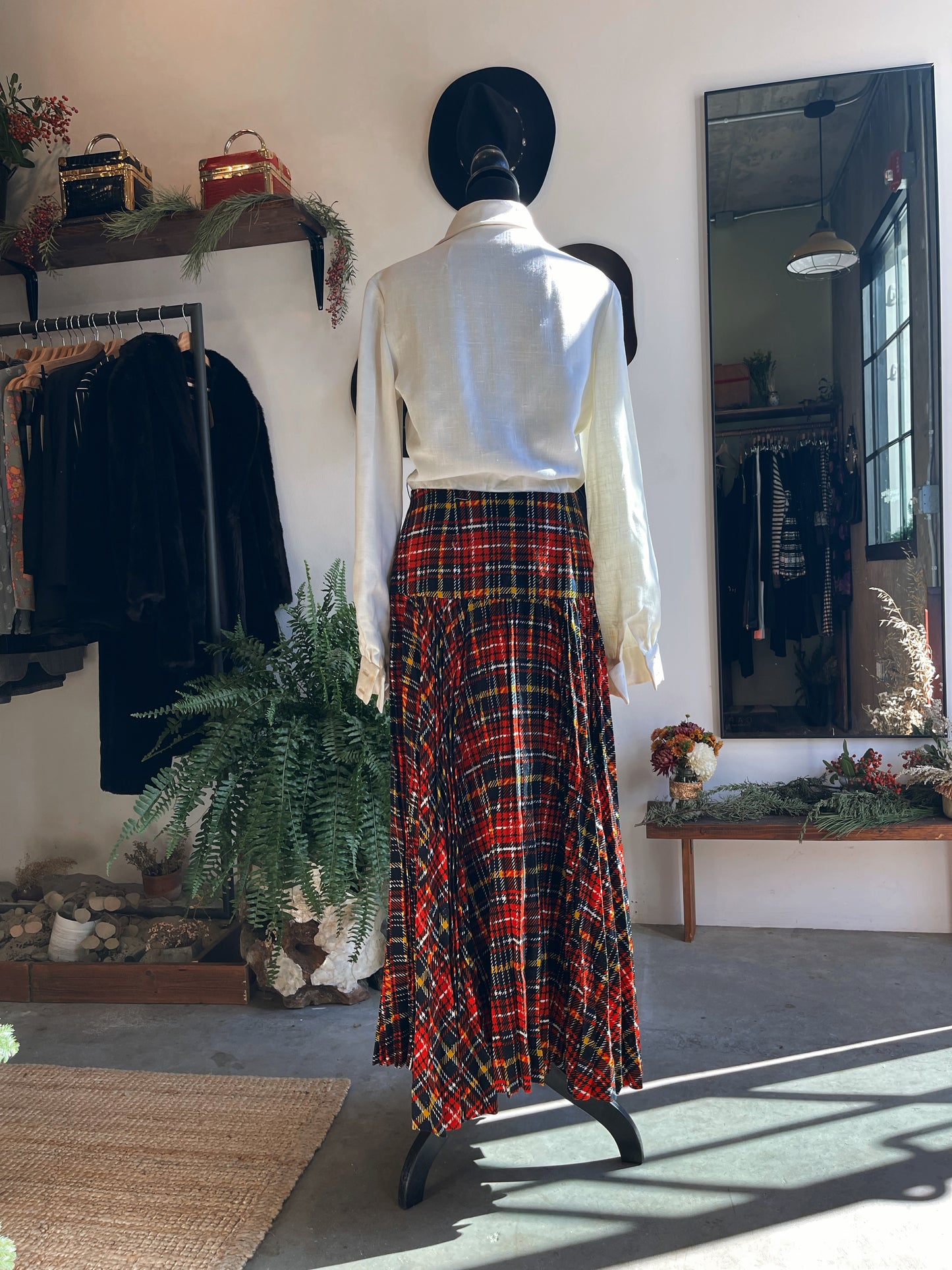 1970s Vintage Dominic Rompollo Plaid Holiday Dress