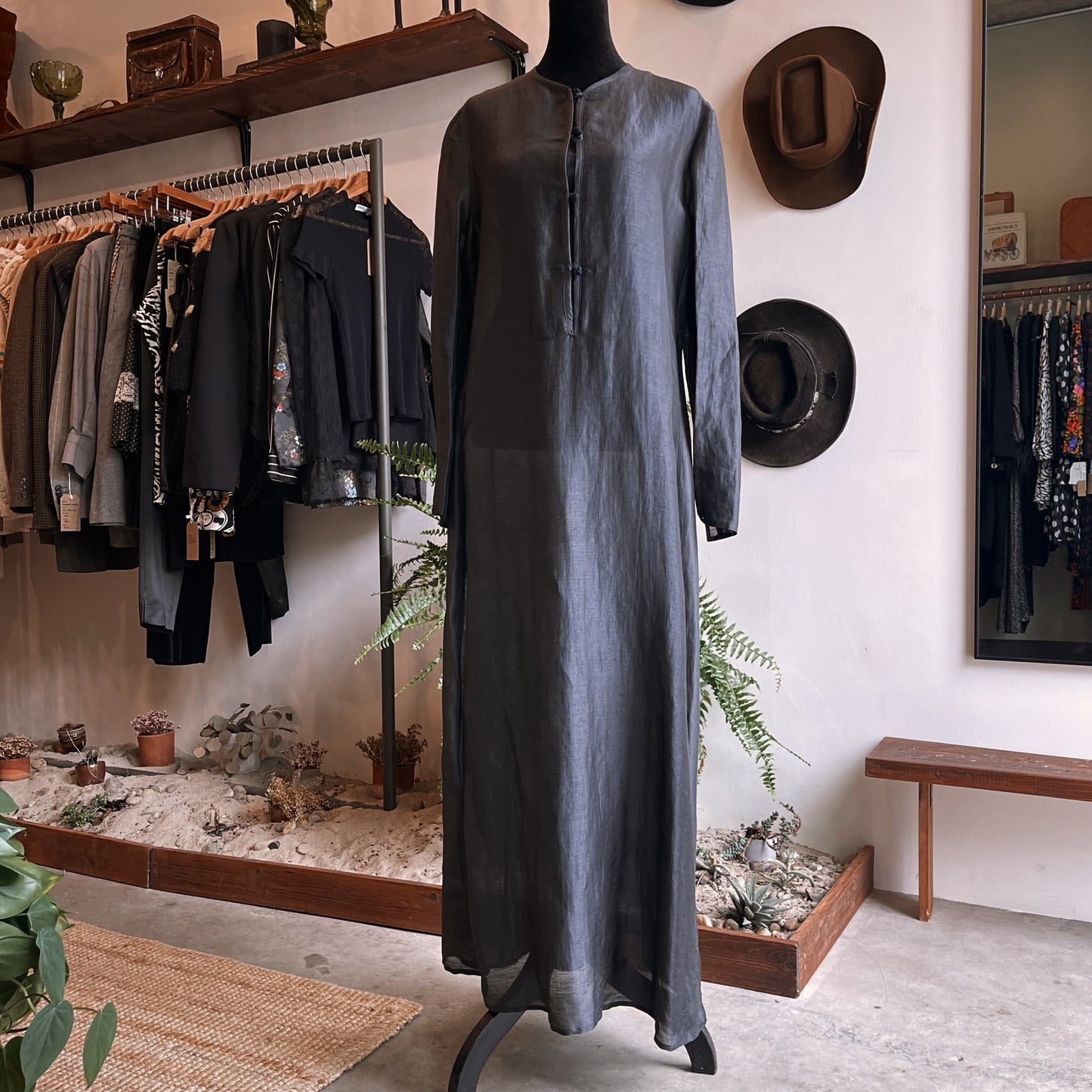 1980s Vintage Armani Mandarin Collar Coat Dress