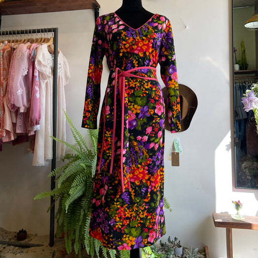 70’s Vintage Flair Miami Floral Dress