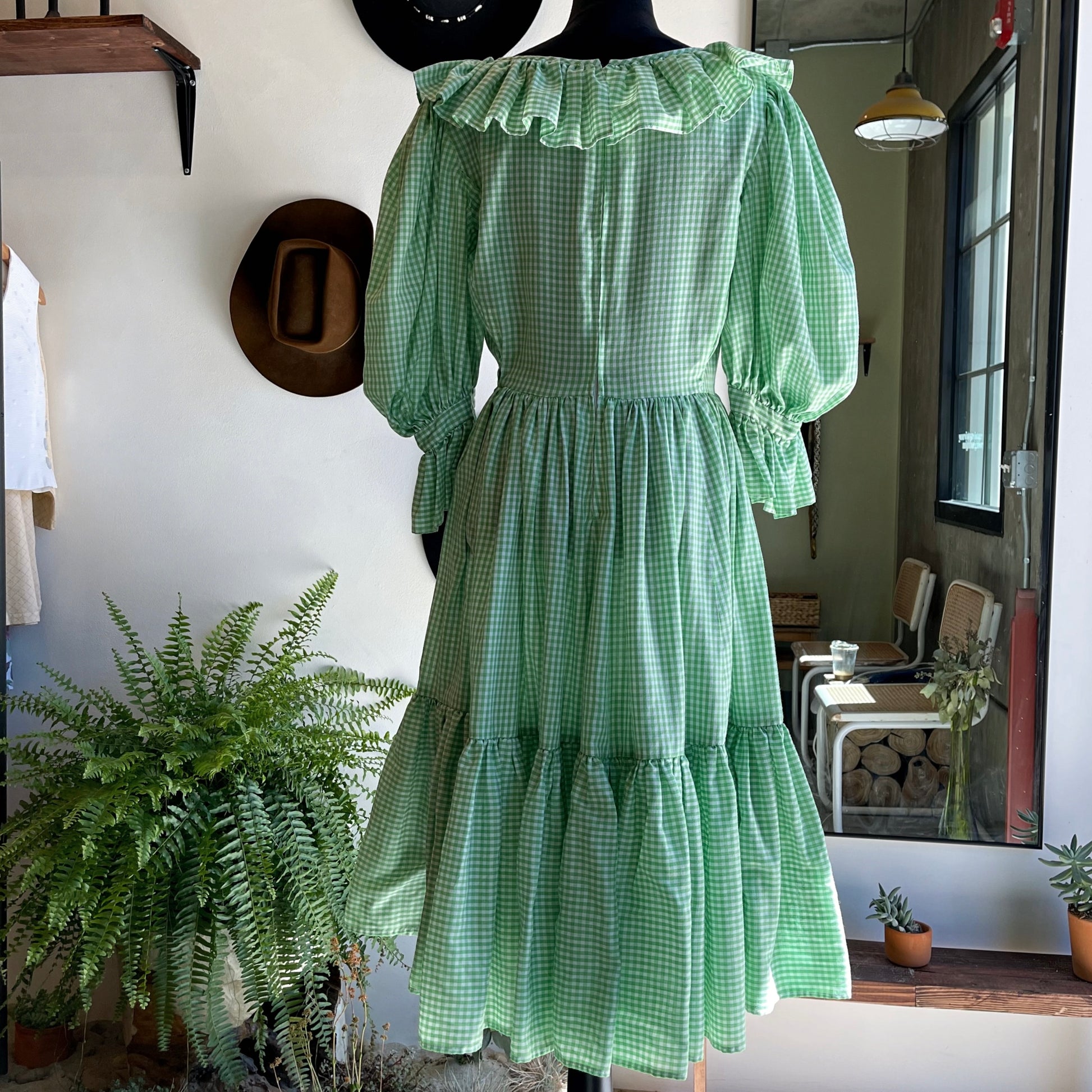 Vintage Square Dancing Prairie Dress Gingham Green 60’s - Your Vintage Neighbor
