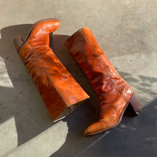 Brazilian Leather Round Toe Vintage Boots 10