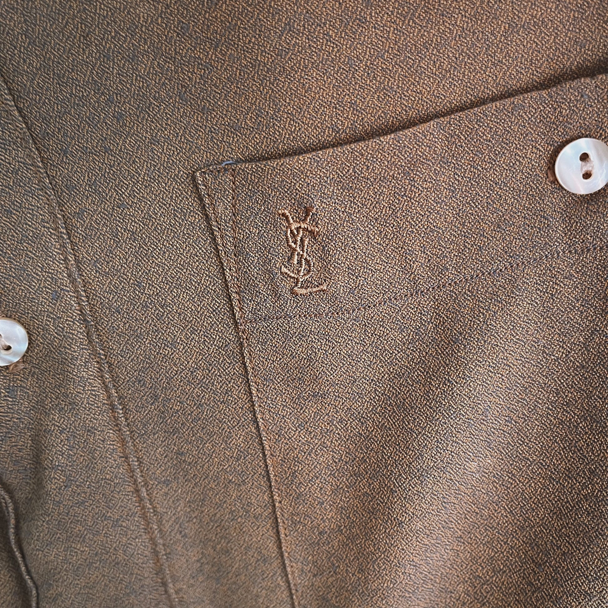 Vintage Yves Saint Laurent Button-Up Top with Embroidered YSL Pocket 80’s - SHOP EZRA