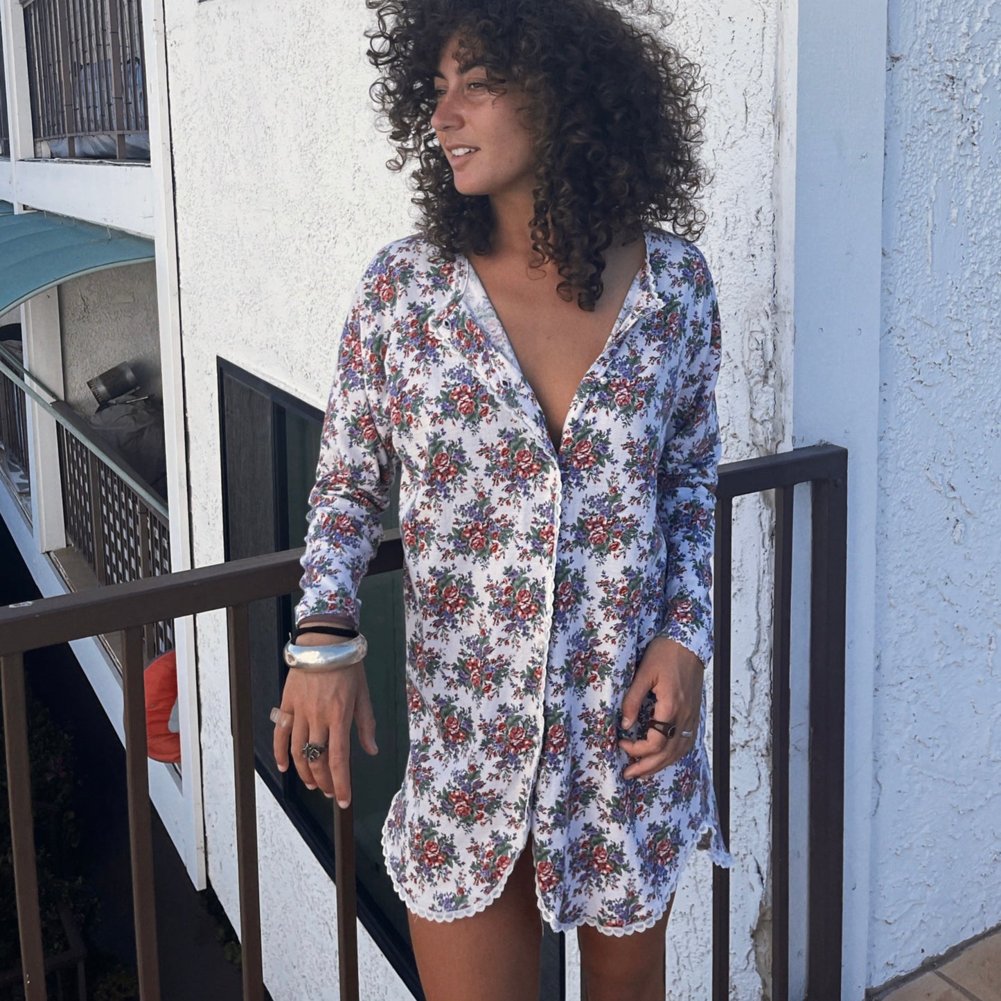 Vintage Victoria’s Secret Gold Label Cotton Floral Country Mini Dress 1980s