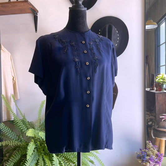 Vintage Beaded Shirt Sleeve Blouse