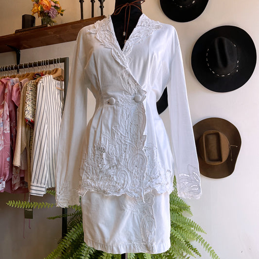 80’s Vintage I. Magnin Nancy Johnson Cotton Skirt Set