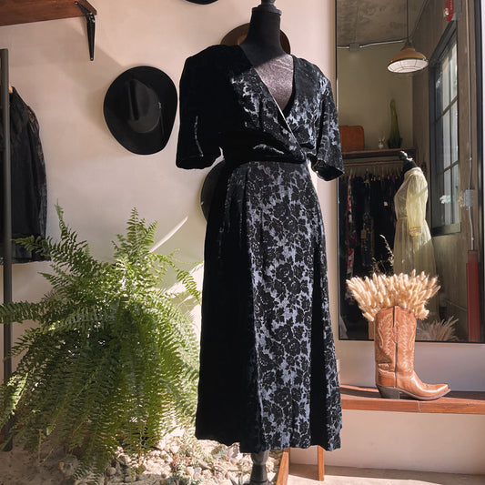 Antique Vintage Velvet Burnout Dress