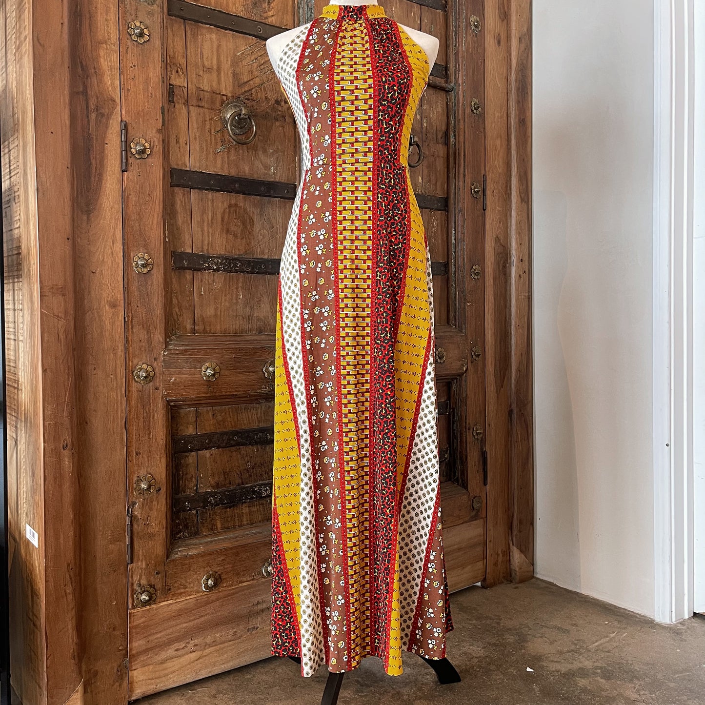 1970s Vintage Handmade Print Boho Dress