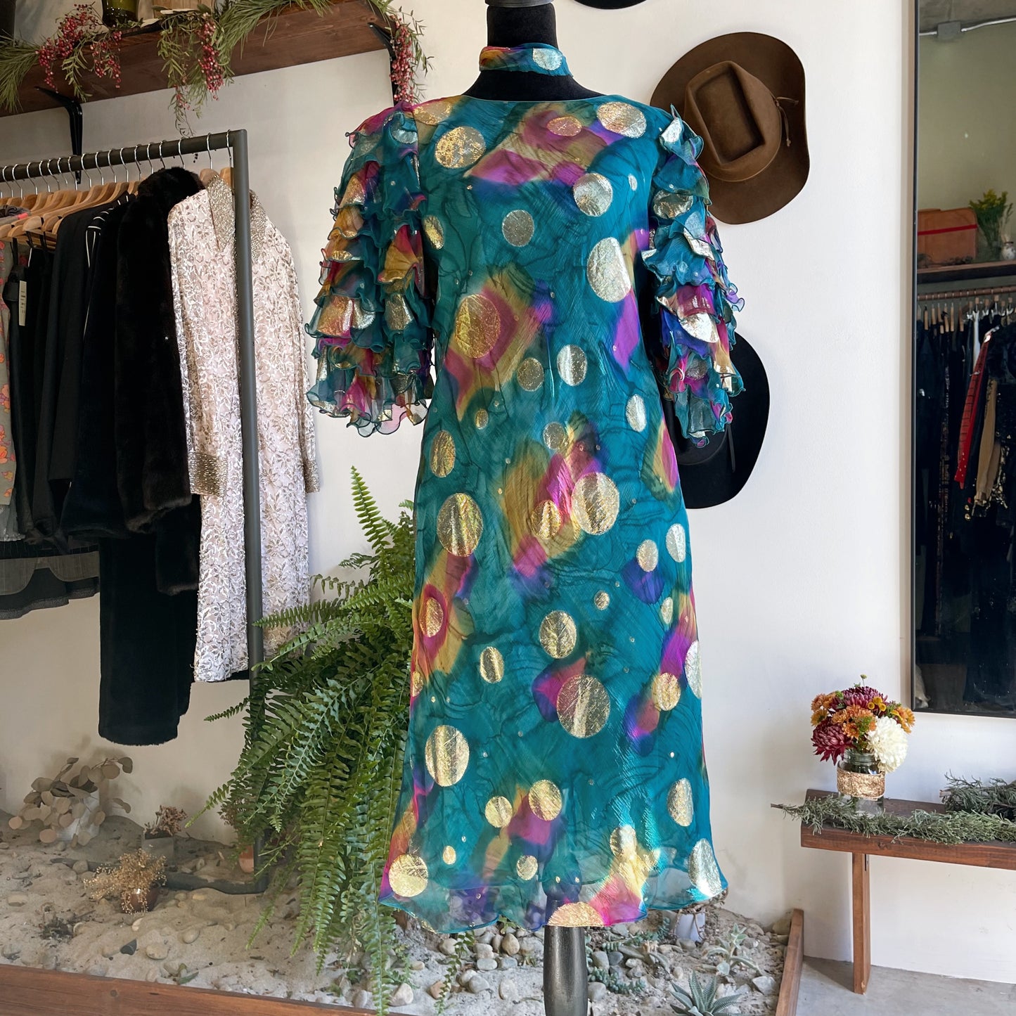 RESERVED 1980s Vintage Judy Hornby Silk Dress