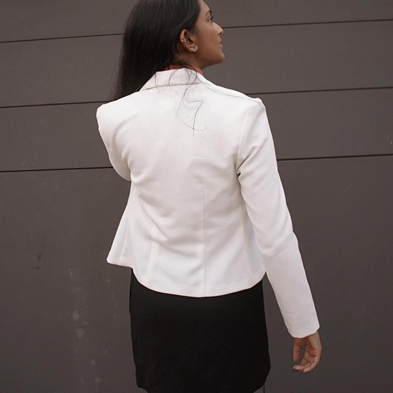 Vintage City Triangles Blazer Top in White 90’s - SHOP EZRA