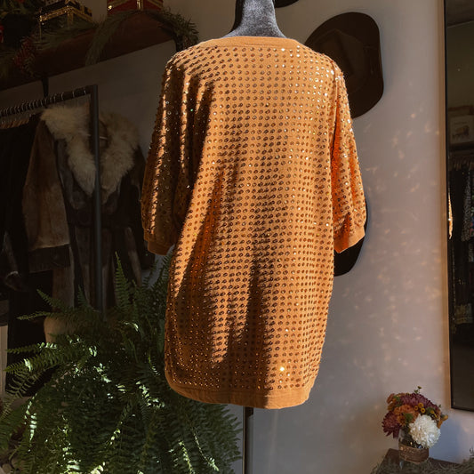 1980s Vintage Bis Bis California Cotton Sequin Tee in Gold