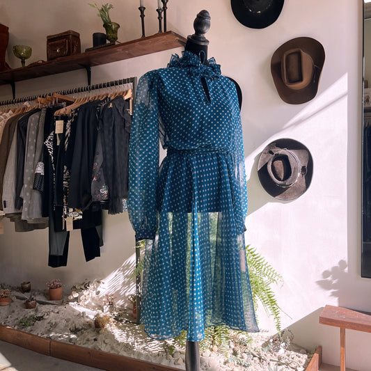 1970s Vintage Semi Sheer Secretary Dress Delani