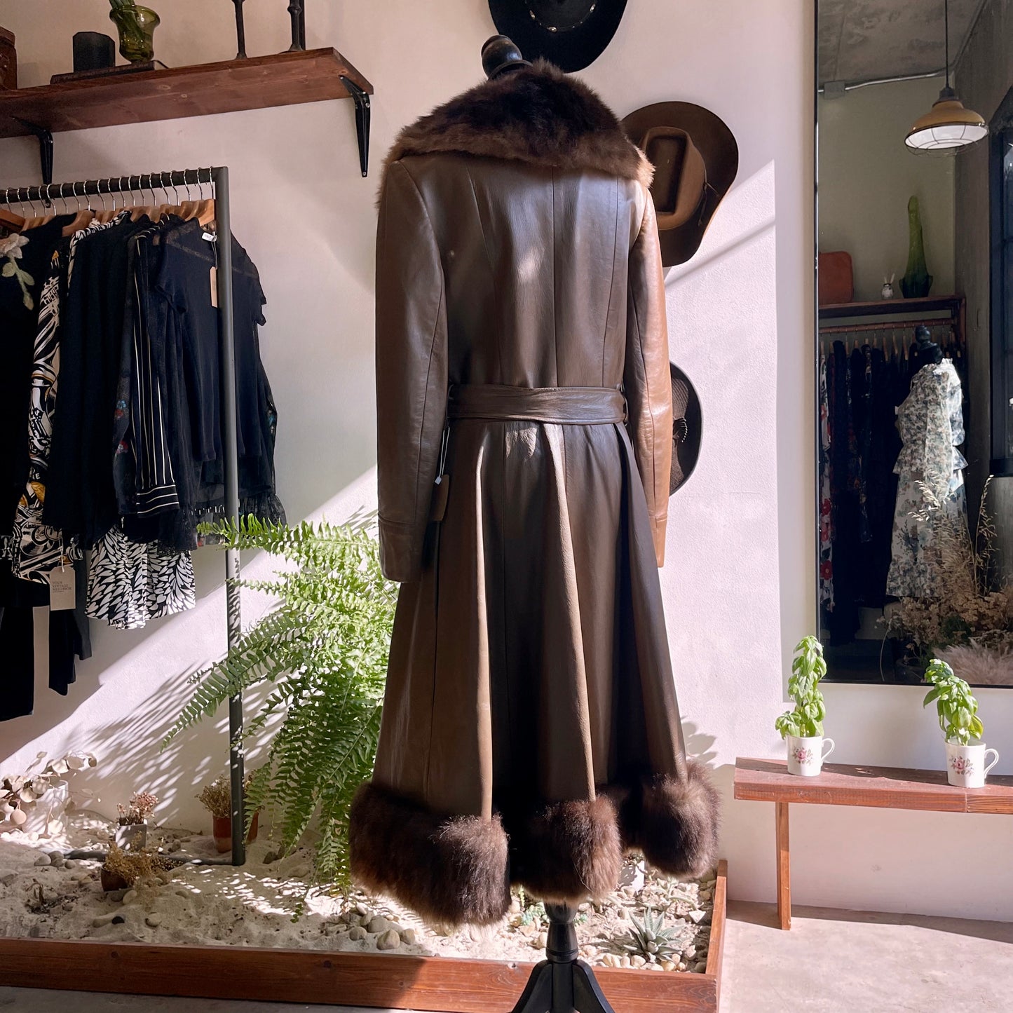 1970s Vintage Penny Lane Leather Fur Coat by Nordstrom