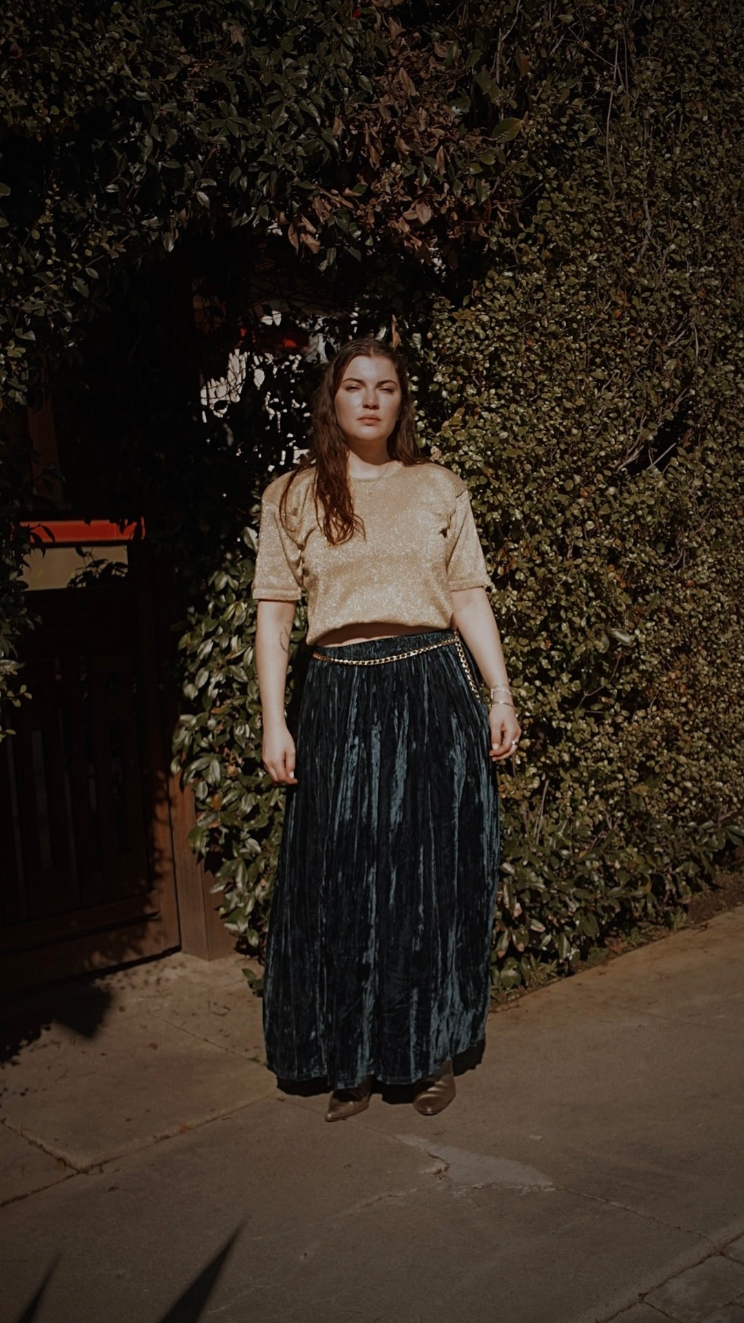 Vintage Double D Ranch Wear Crushed Velvet Broom Skirt - SHOP EZRA