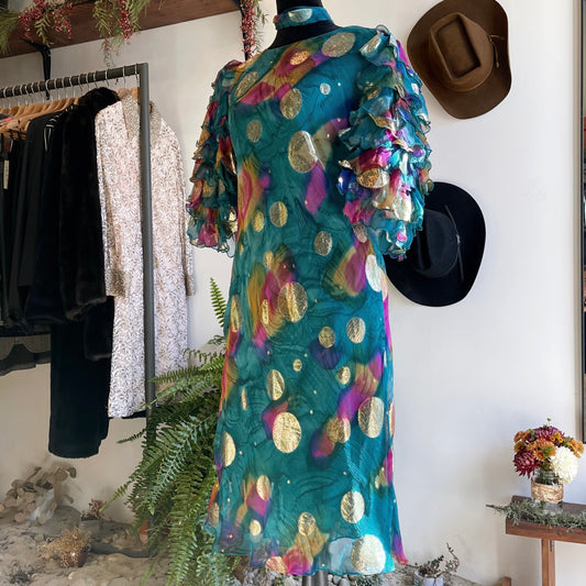 1980s Vintage Judy Hornby Silk Dress