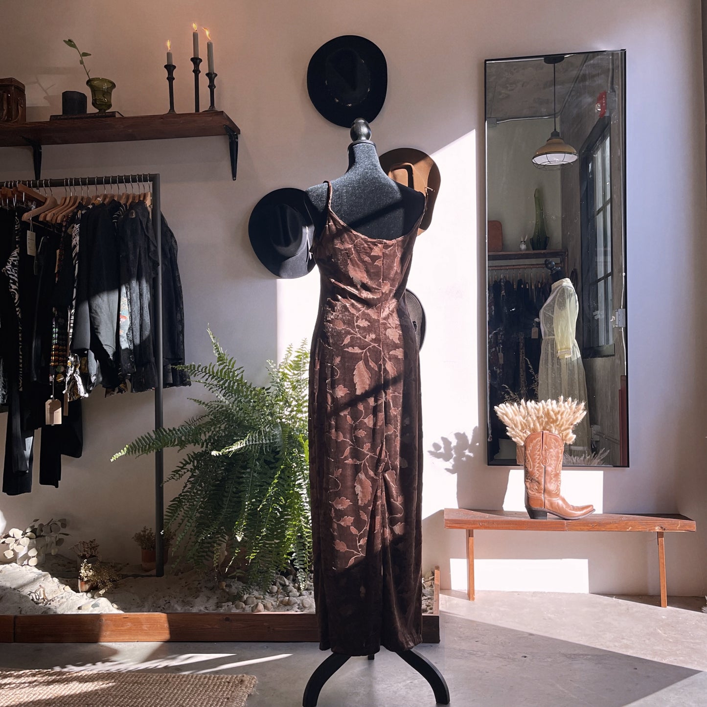 1990s Vintage Velvet Burnout Slip Dress by Frederick’s of Hollywood