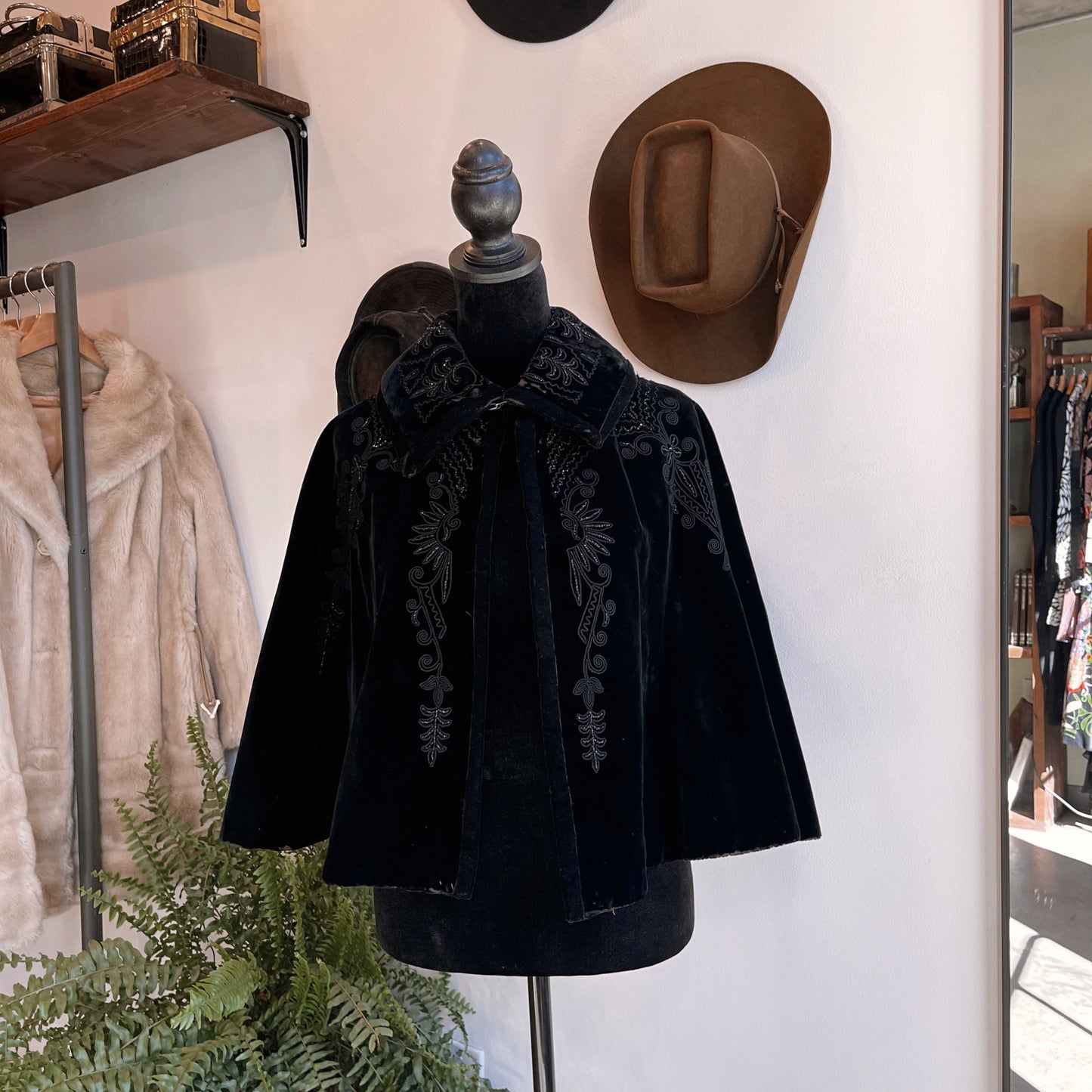 Antique Velvet Beaded Cape