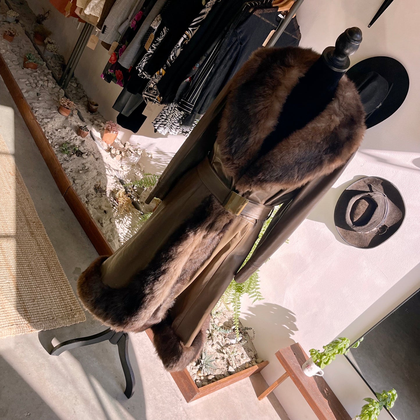 1970s Vintage Penny Lane Leather Fur Coat by Nordstrom