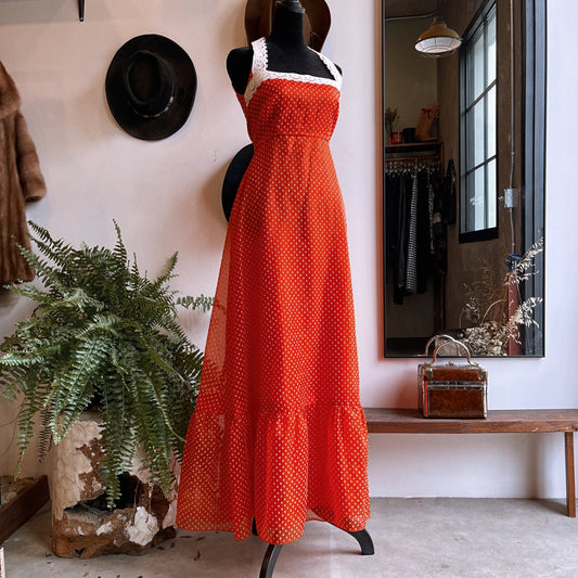 1960s Vintage Lorrie Deb Swiss Dot Chiffon Dress