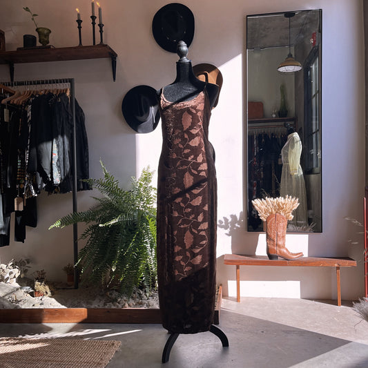 1990s Vintage Velvet Burnout Slip Dress by Frederick’s of Hollywood