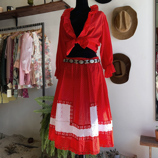 60’s Vintage Polka Dot Skirt Set