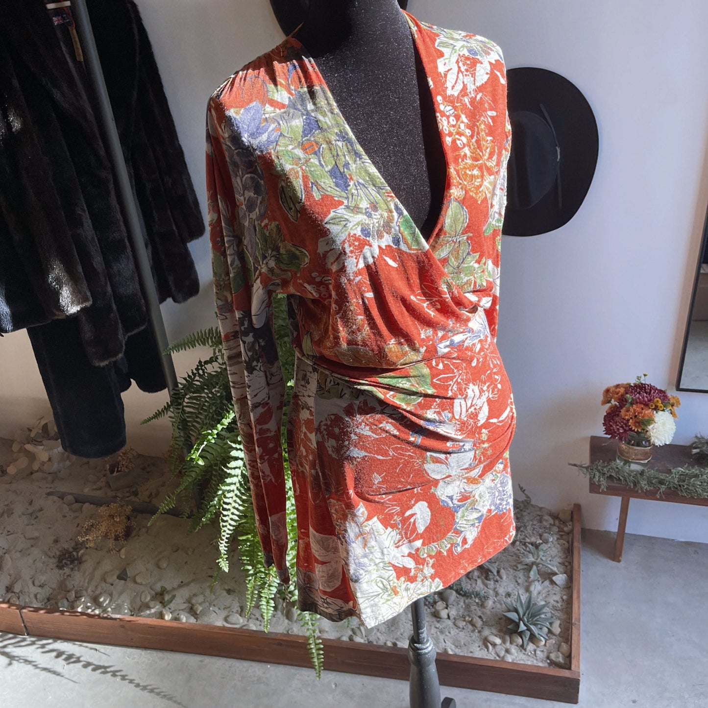 Vintage Etro Italy Floral Wool Blend Dress