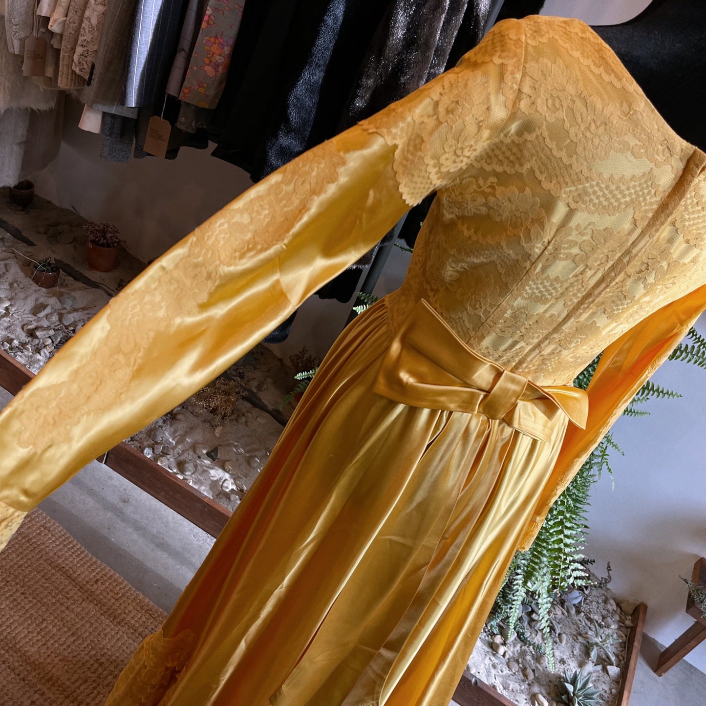 1960s Vintage Satin and Lace Gown