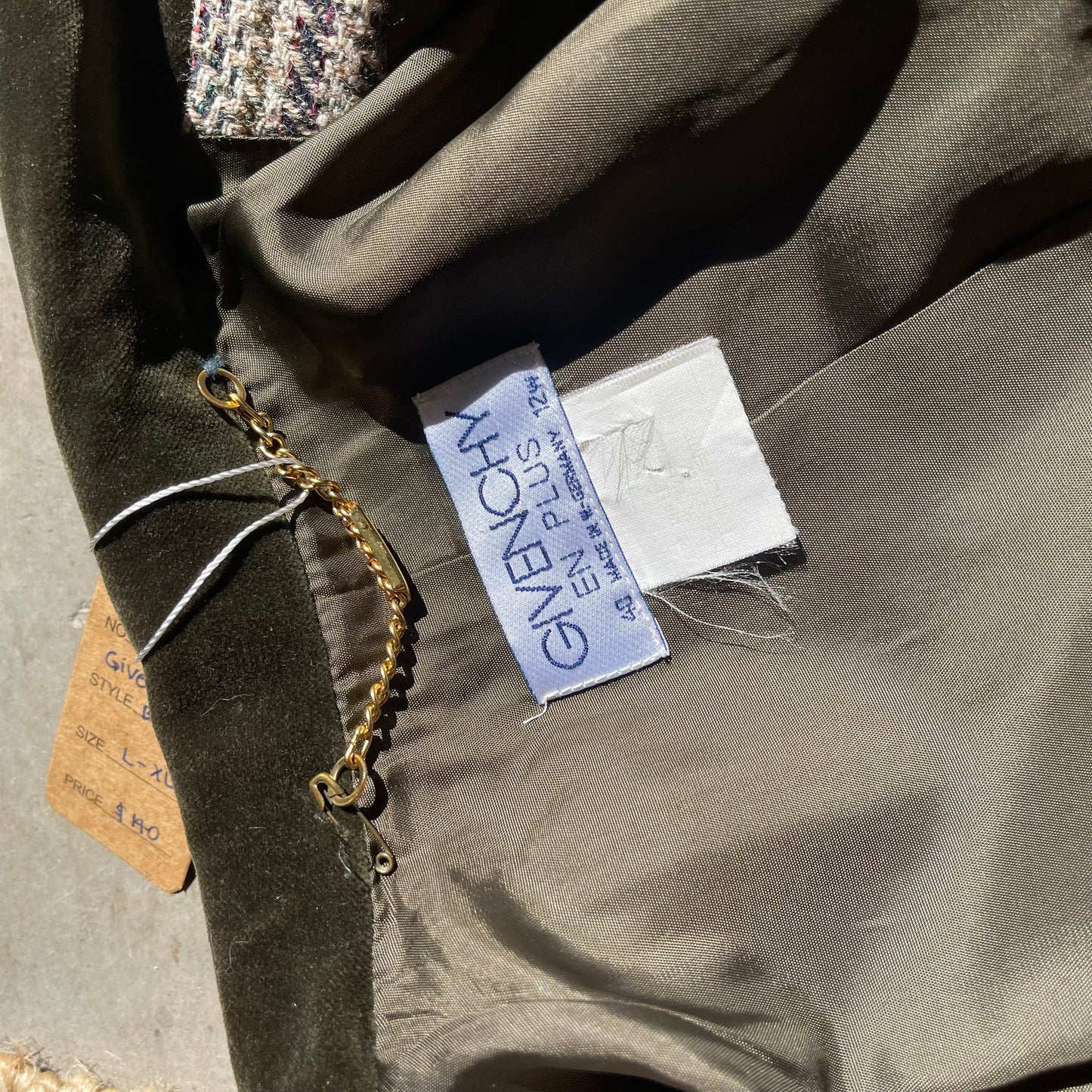 1980s Givenchy En Plus Tweed Velvet Blazer Coat