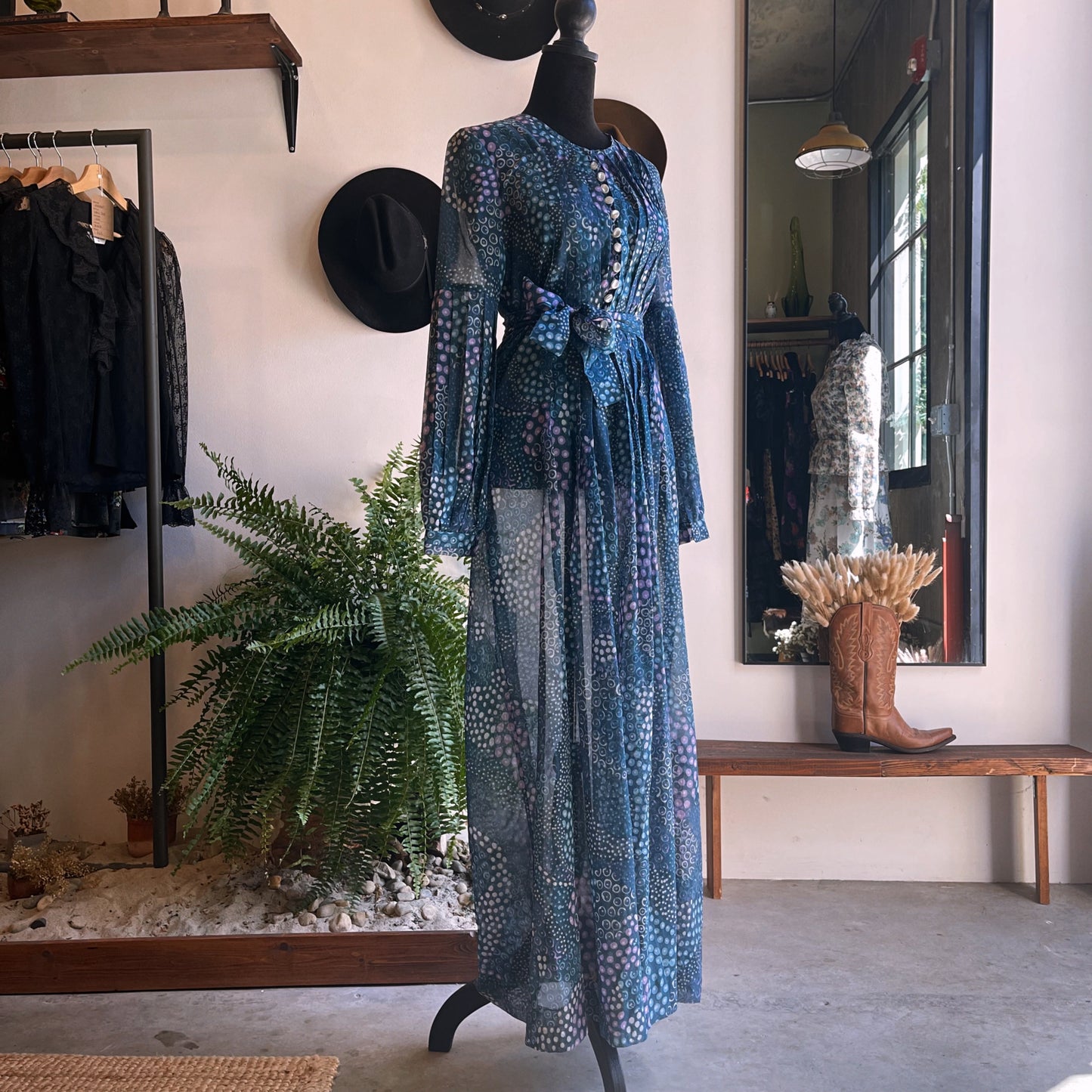 1970s Vintage Handmade Semi Sheer Dress