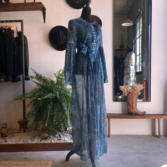 1970s Vintage Handmade Semi Sheer Dress