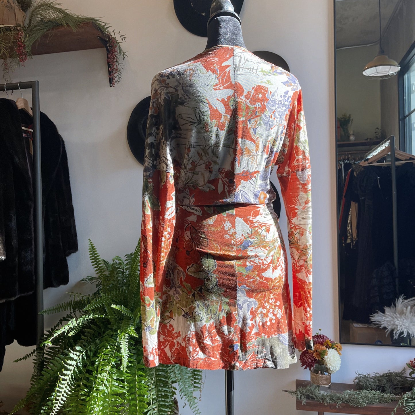 Vintage Etro Italy Floral Wool Blend Dress