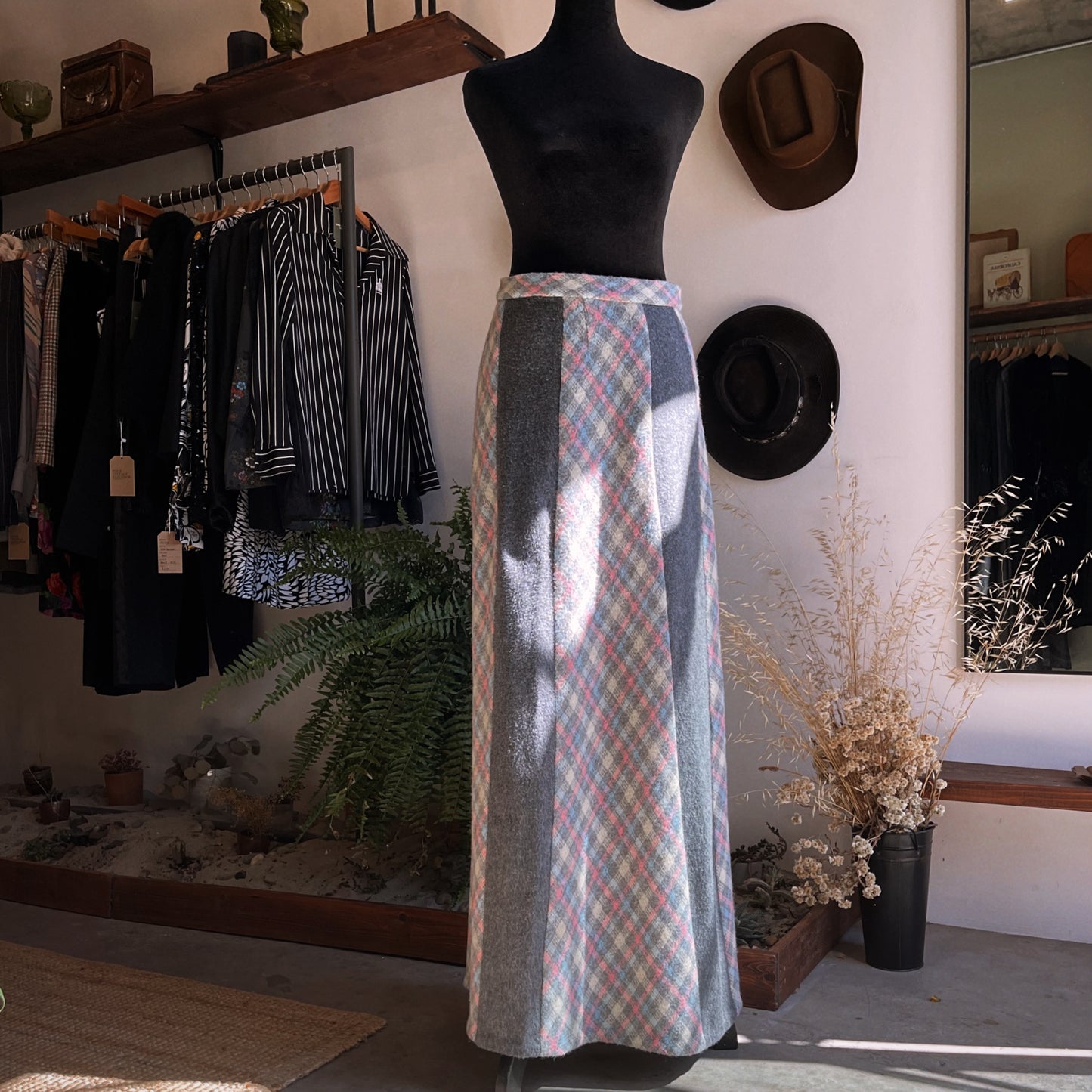 1960s Vintage Handmade Plaid Skirt Set