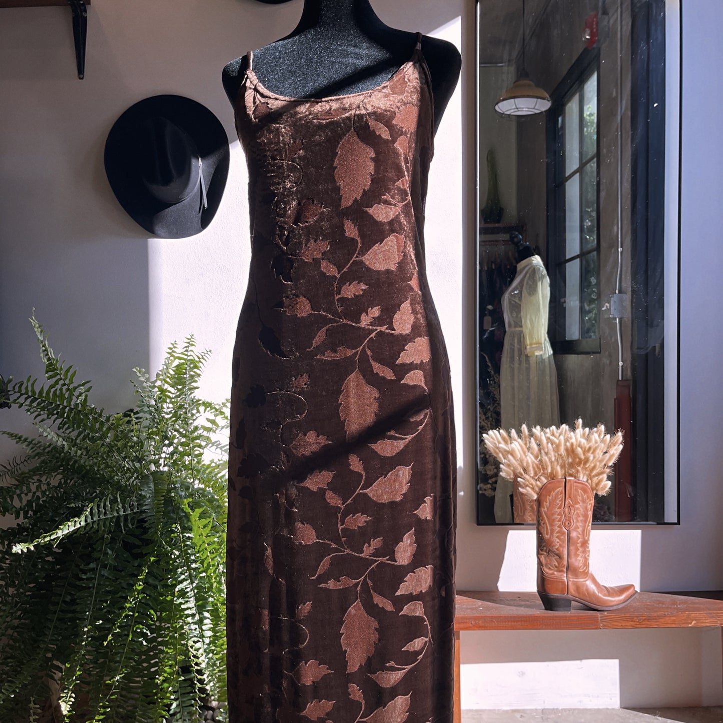 1990s Vintage Velvet Burnout Slip Dress by Frederick’s of Hollywood