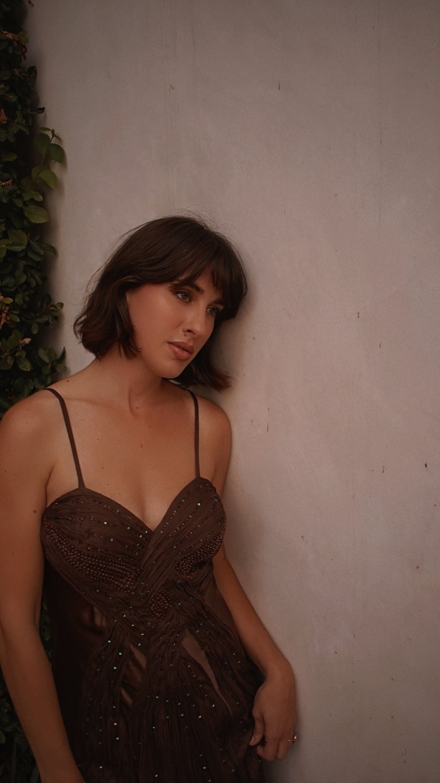 1990s Vintage Nina Austin Silk Beaded Gown