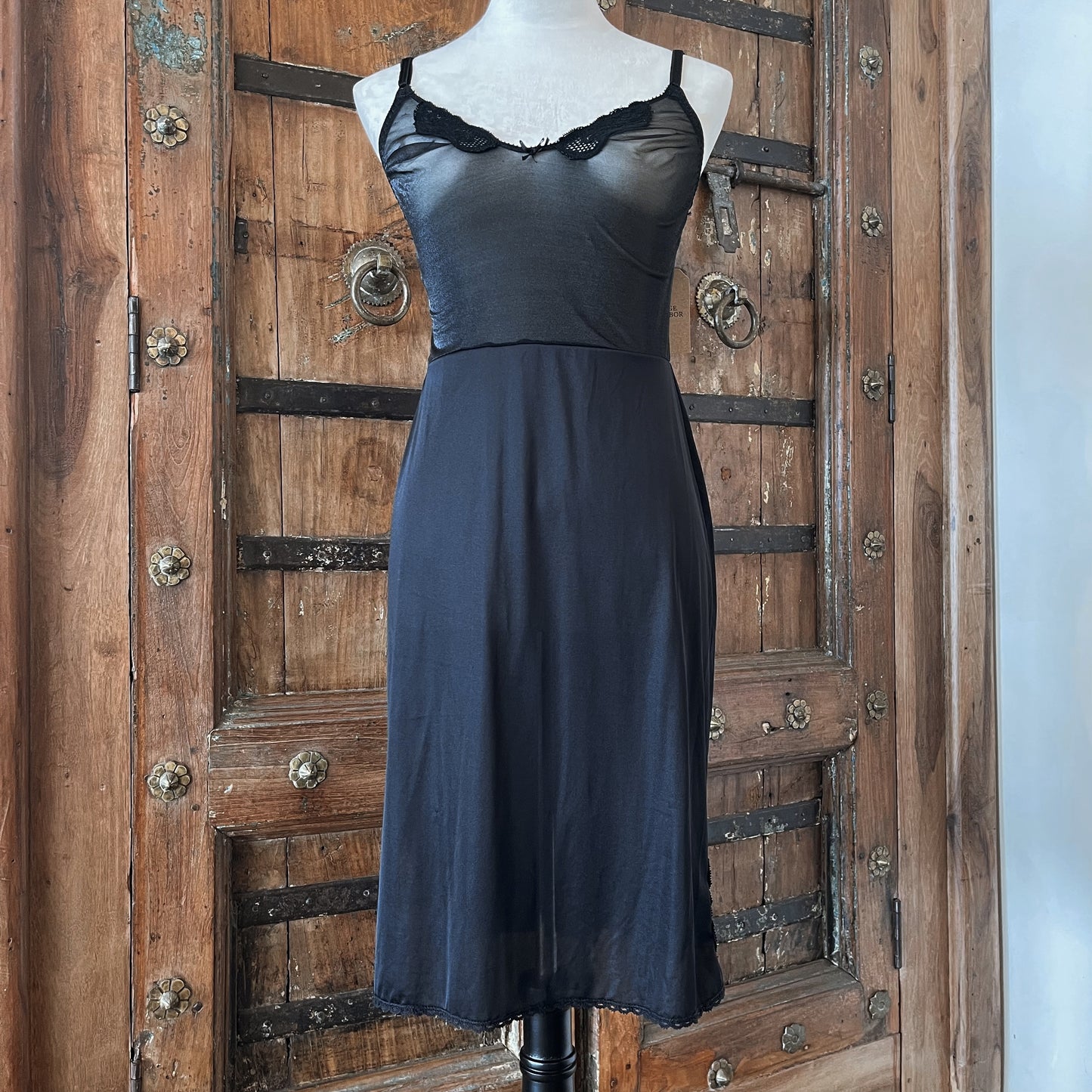 1970s Vintage Yves Saint Laurent Slip Dress in Black