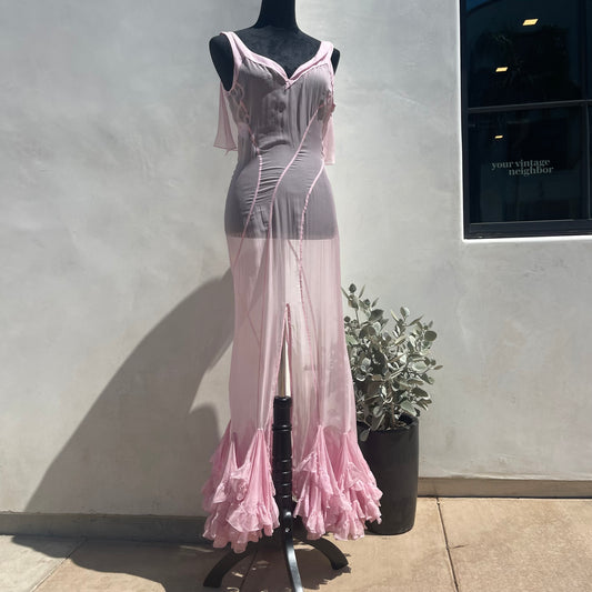 Givenchy Sheer Silk Dress with Ruffle Hem - Your Vintage Neighbor