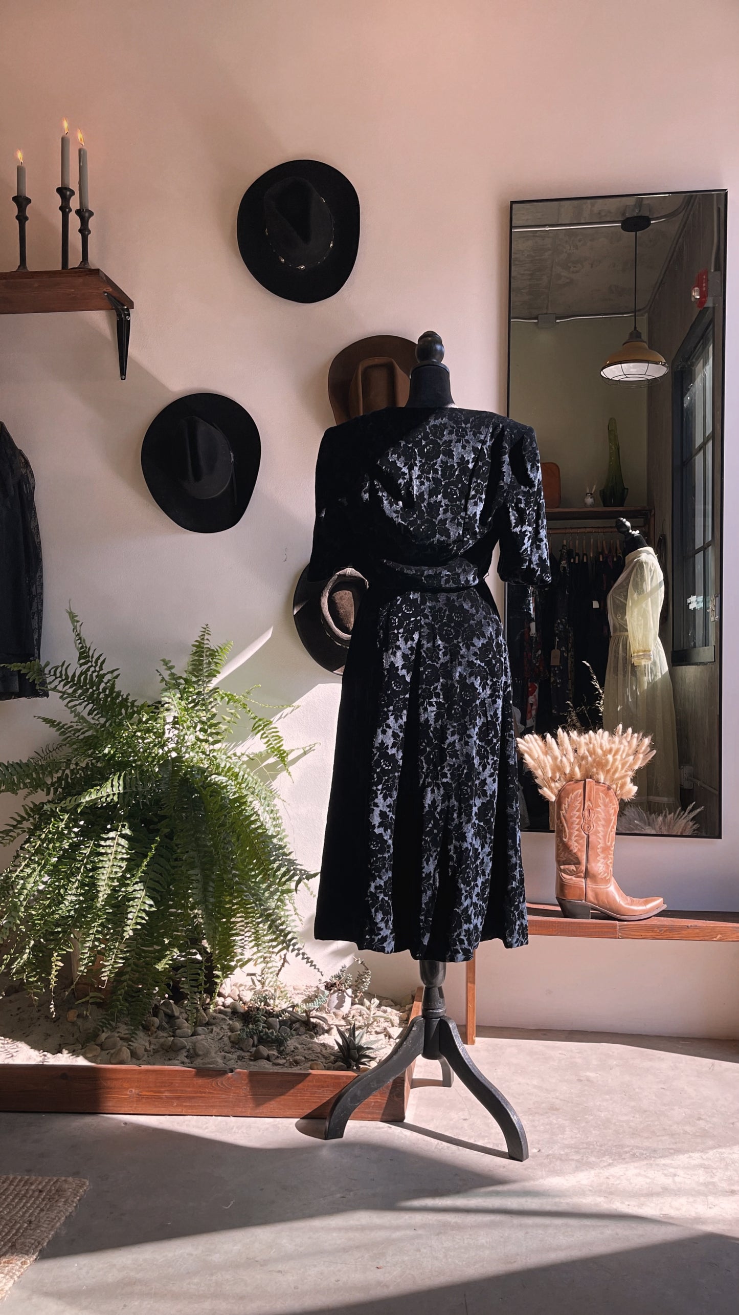 Antique Vintage Velvet Burnout Dress