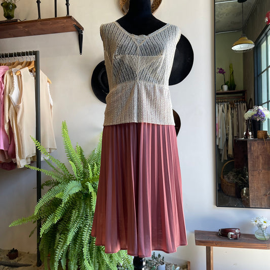 Antique Lace Pleated Slip Dress