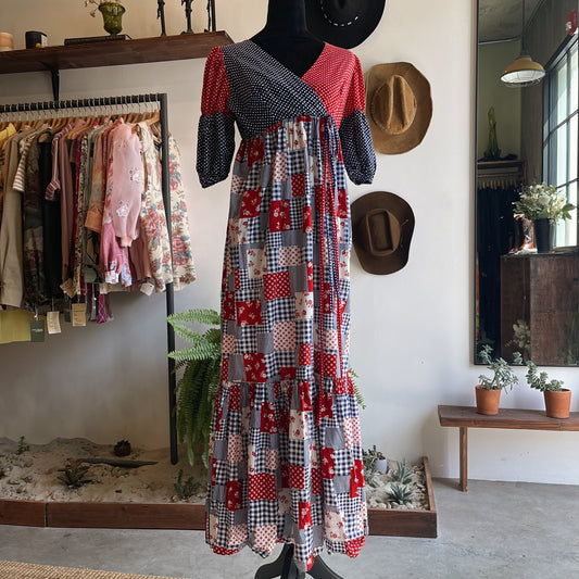 Vintage 70’s Young Edwardian Americana Tiered Western Dress