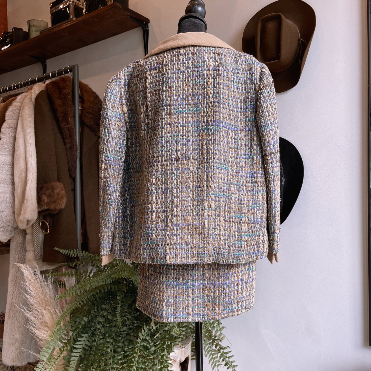 1960s Vintage Tweed Mini Skirt Suit Set Damselle New York