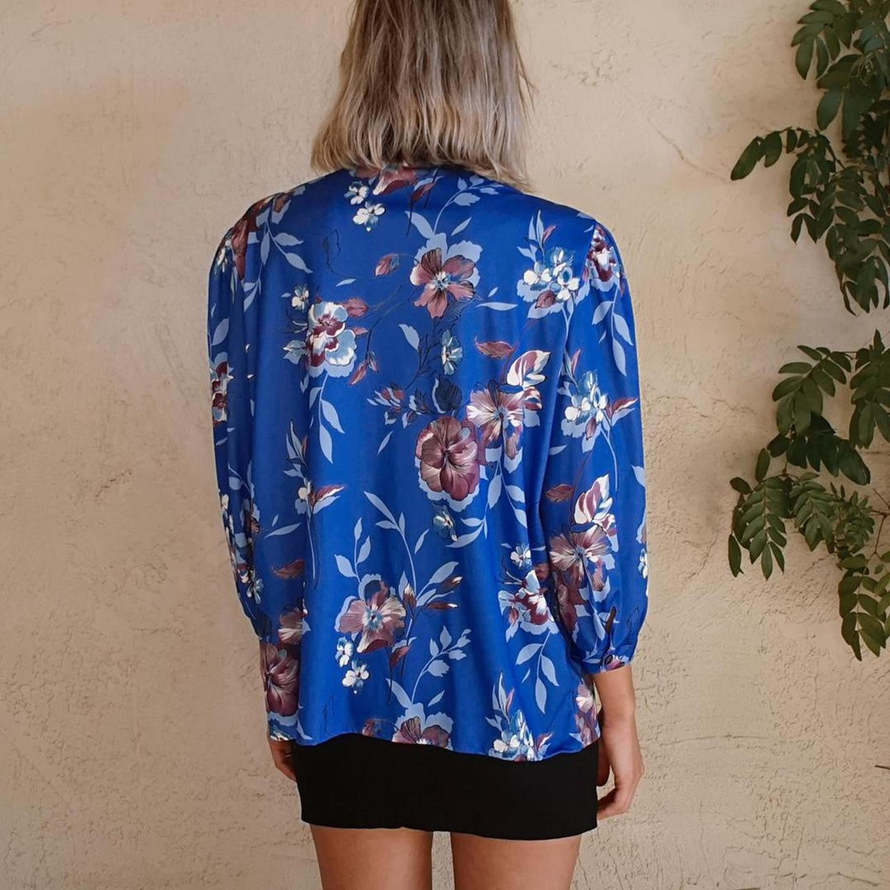 Vintage Bow Blouse with Floral Print - SHOP EZRA