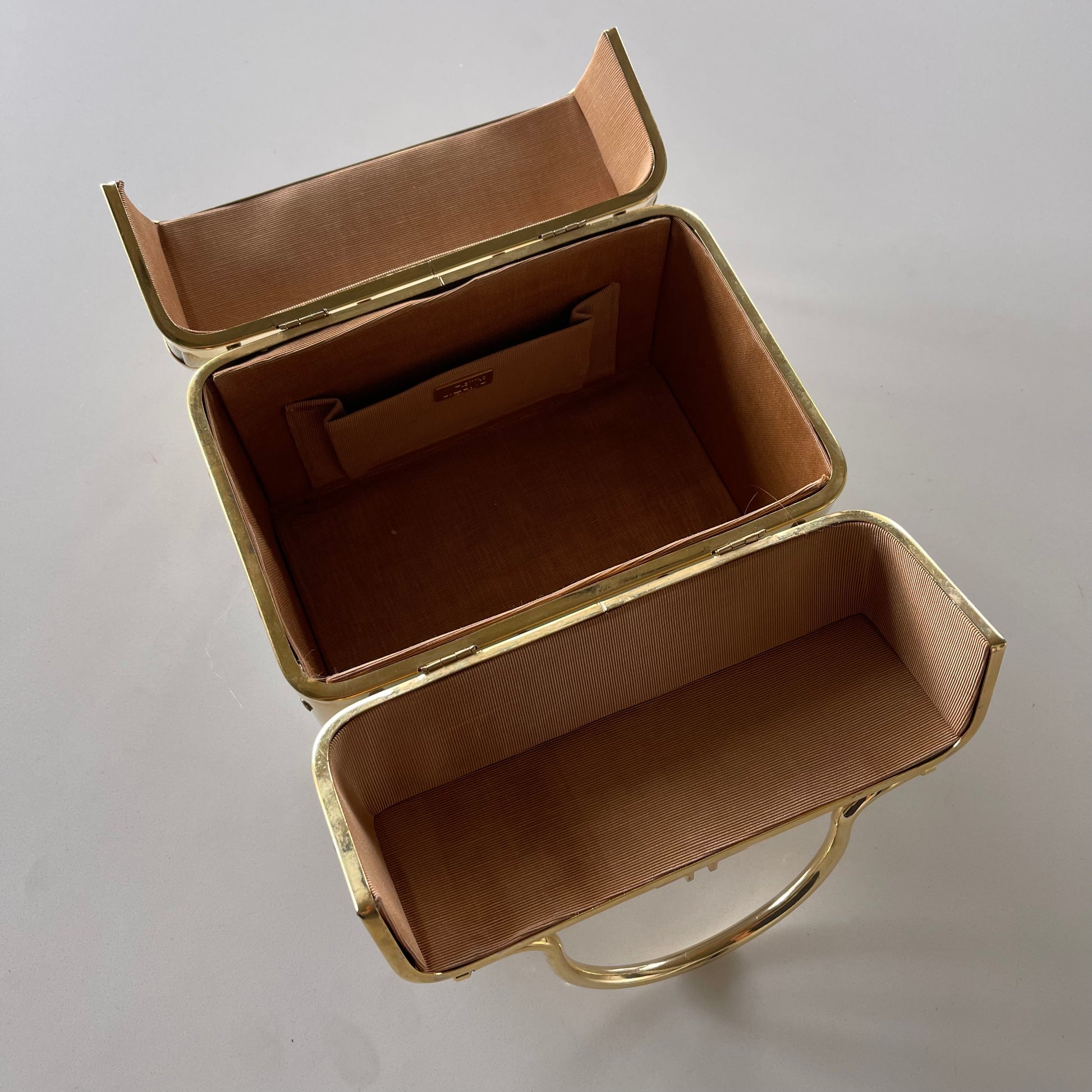 Vintage 60’s Trunk Bag in White Leather with Gold Hardware by Lizette New York - SHOP EZRA