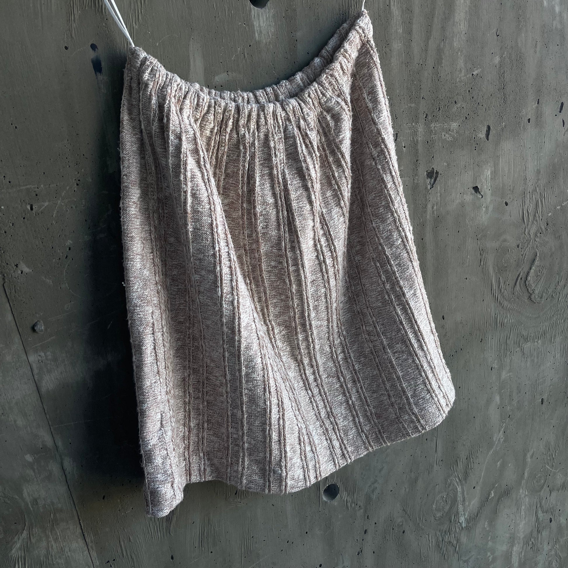Vintage Knit Mini Skirt in Neutral Tan - SHOP EZRA
